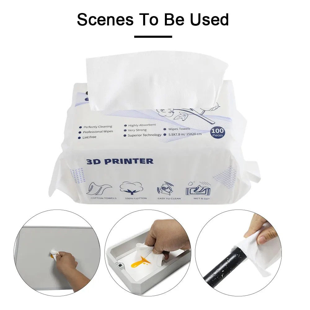 Light Curing Cleaning Cotton Wipe Cleaning Tool 100%Cotton Super Absorbent Lint Free for Anycubi Elego UV Resin 3D Printer Part