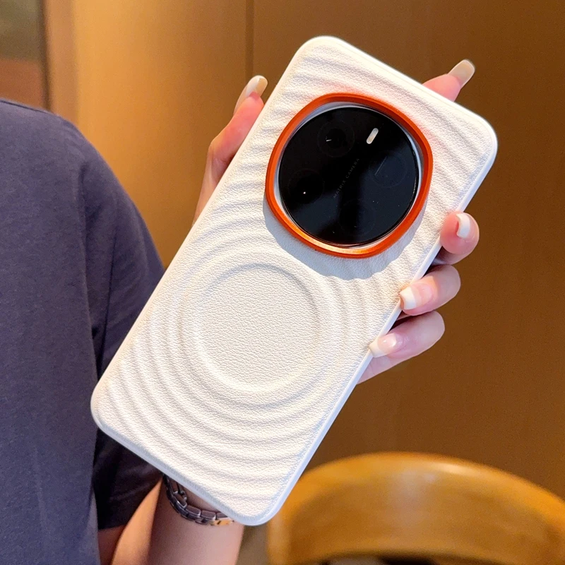 For Honor Magic 7 Pro 6 Pro Case Magnetic Ripple Pattern PU Leather Cover with Metal Camera Lens for HONOR Magic7