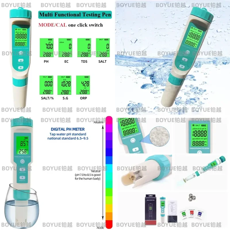 for ODM OEM Multifunctional Pen Type Salinity Meter Water Quality Tester for PH TDS Temperature Measurement Customizable
