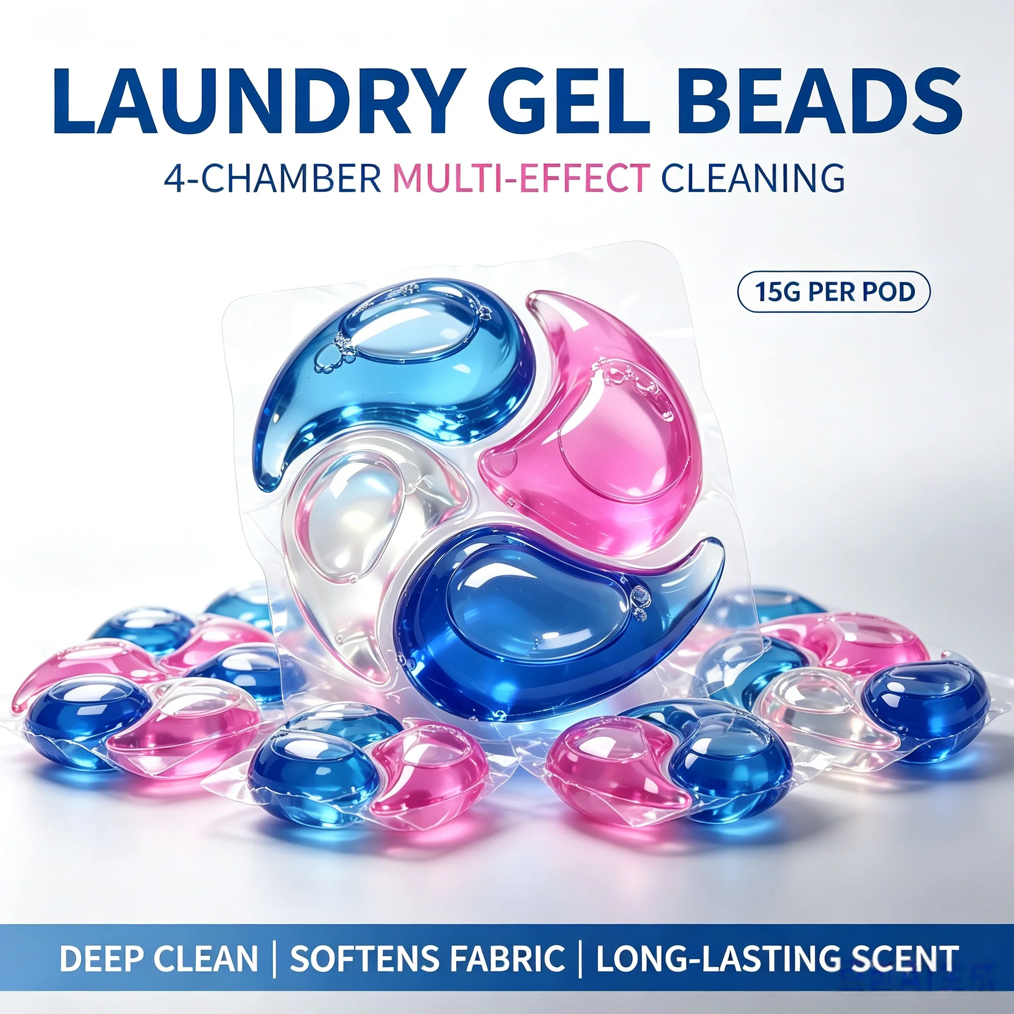 Long Lasting Scent 4 Chamber Laundry Detergent Pods Deep Stain Removal 150/450g 15g Household Perfect for Workwear and Everyday