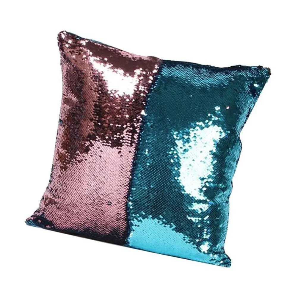 Shimmer Square Glitter Sequin Cushion Cover Color Changing Pillowcase Zipper for Sofa Car Party Throw Pillow Case