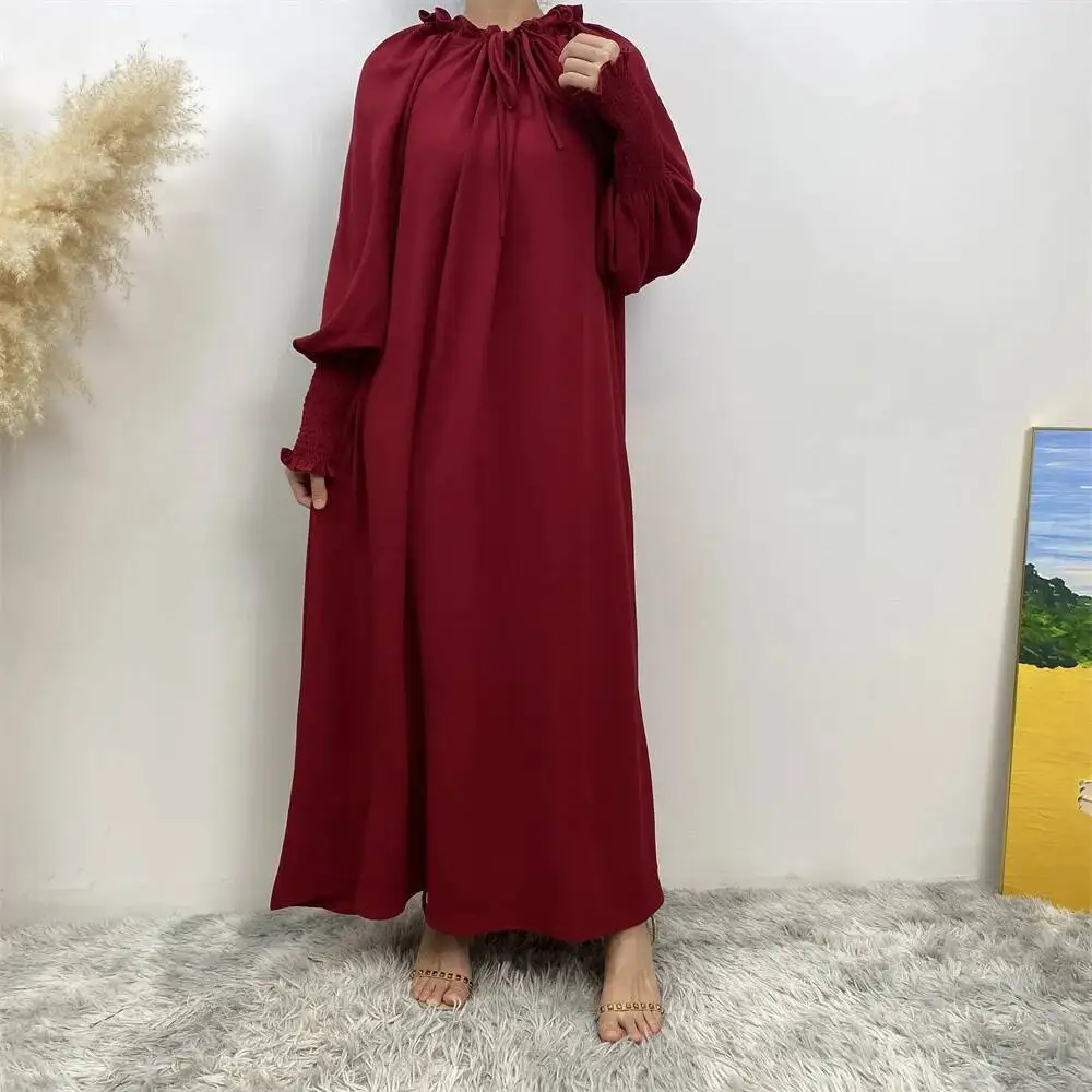 

New Fashion Simple Türkiye Solid Muslim Women's Dress 6764 2026 Muslim Long Dress Robe Abaya Ramadan Dubai Luxury Islam Elegant