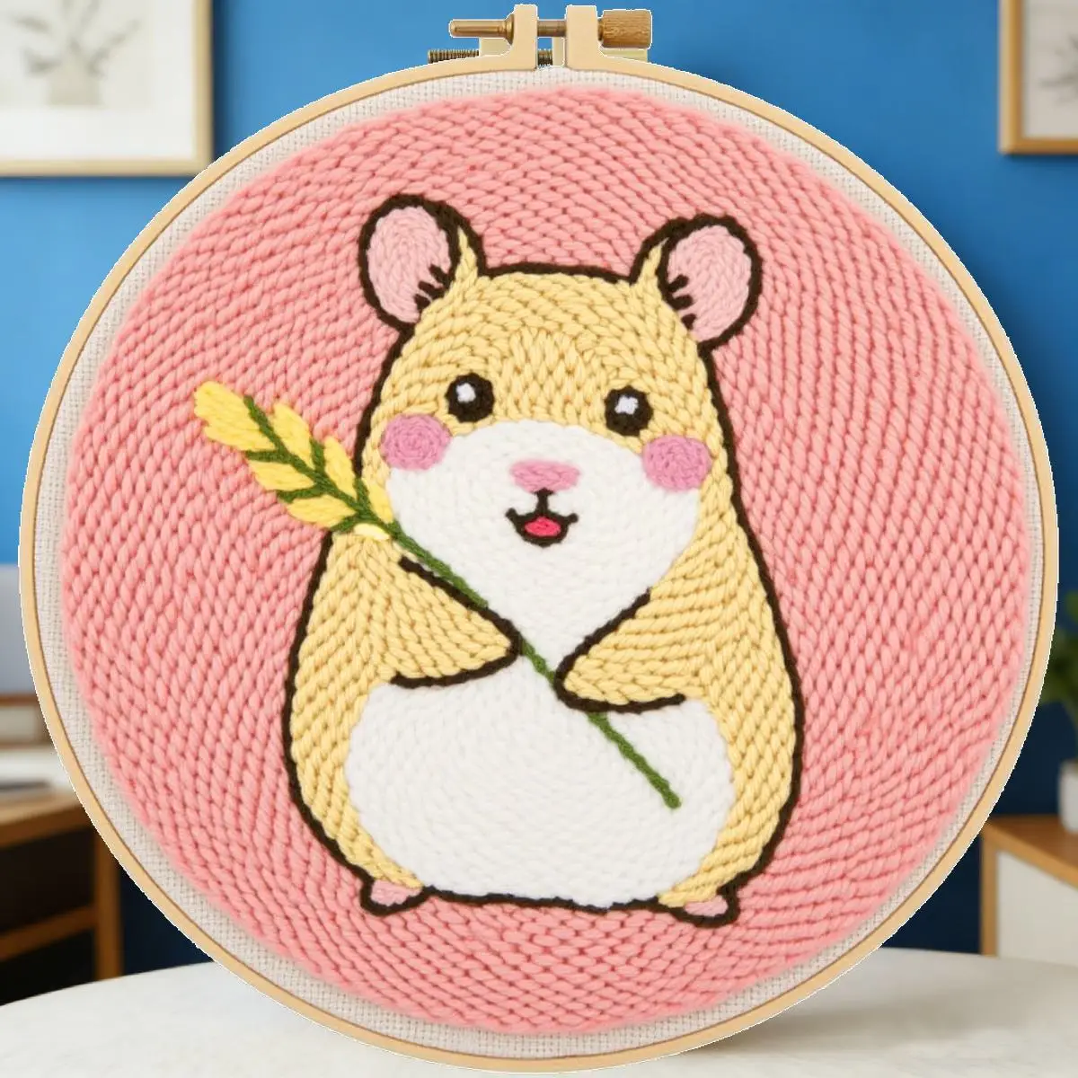 20X20CM/7,87 Zoll Tier - Hamster Stanznadel-Stickset, Stickerei-Kit, gestrickte Stickerei, DIY, handgemachtes Geschenk – Detail 6