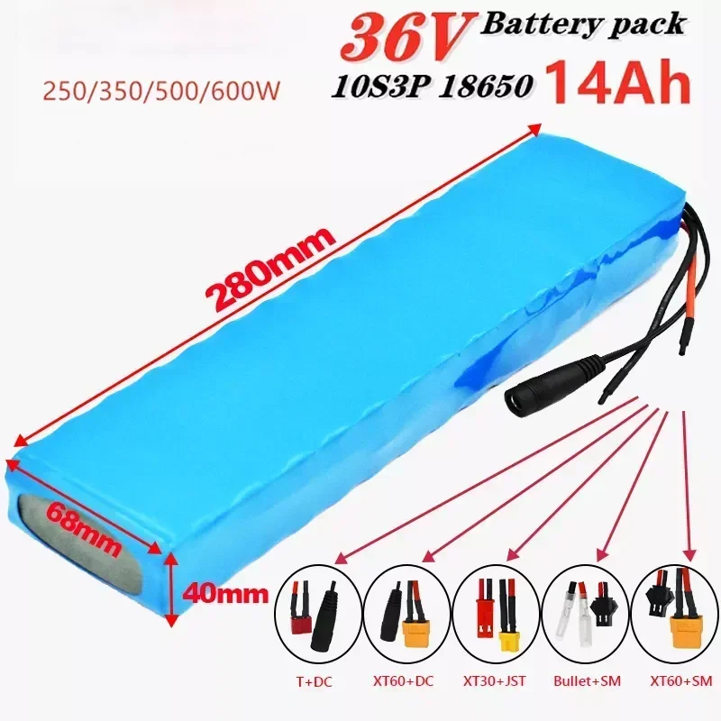 Electric Scooter 36V Battery 10S3P 14Ah 18650 Rechargeable Li-ion Battery Pack 500W 36v Lithium Electric Bike Battery