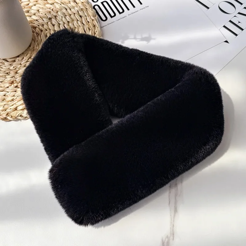 CX-S-236 الشتاء موضة حقيقية ريكس الأرنب الفراء وشاح للنساء نمط قصير مزدوج الوجه الفراء الرقبة أدفأ لسيدة #5