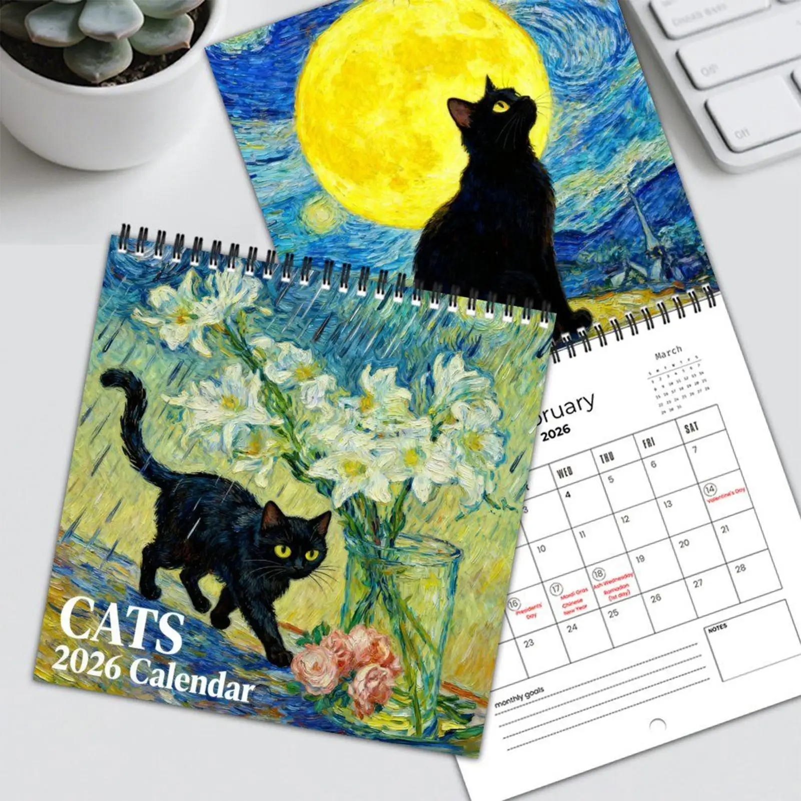 

2026 Cat Wall Calendar Jan Dec 2026 Wall Planner Cat Monthly Calendar for Home Living Room Study Room Office Classroom