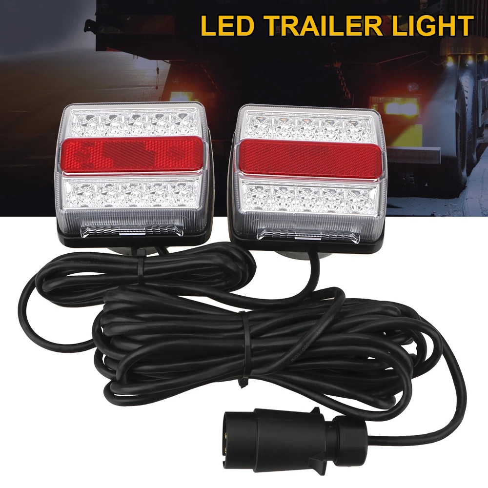 Car Truck Tail Light 12V 16 LEDs Trailer Tail Light with Magnet Combination Towing Taillight 2 Piece/Set