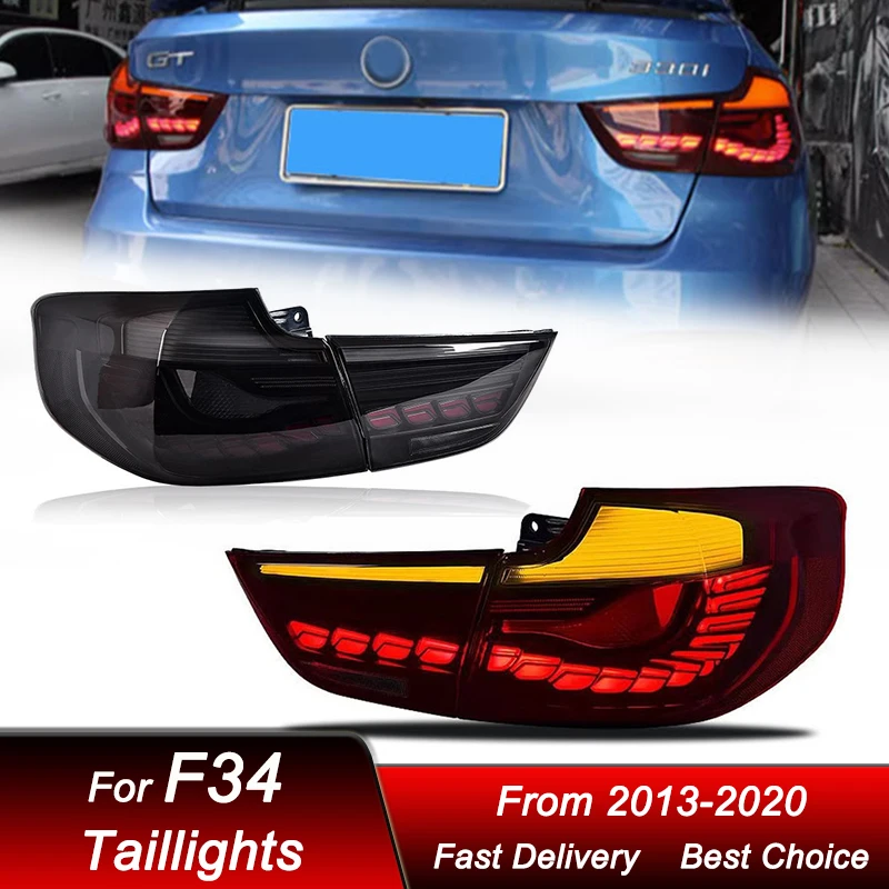 Car Tail Lights For BMW 3 series GT F34 2013-2020 Dragon scale style LED Dynamic Turn Signal Light Tail Lamp Assembly