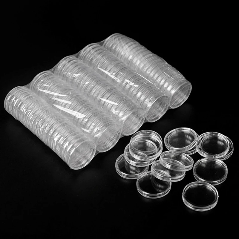 200Pc/Set 45Mm Clear Round Plastic Coin Protector Storage Box Display Cases Coin Money Pence Holder Case Collectibles Gifts