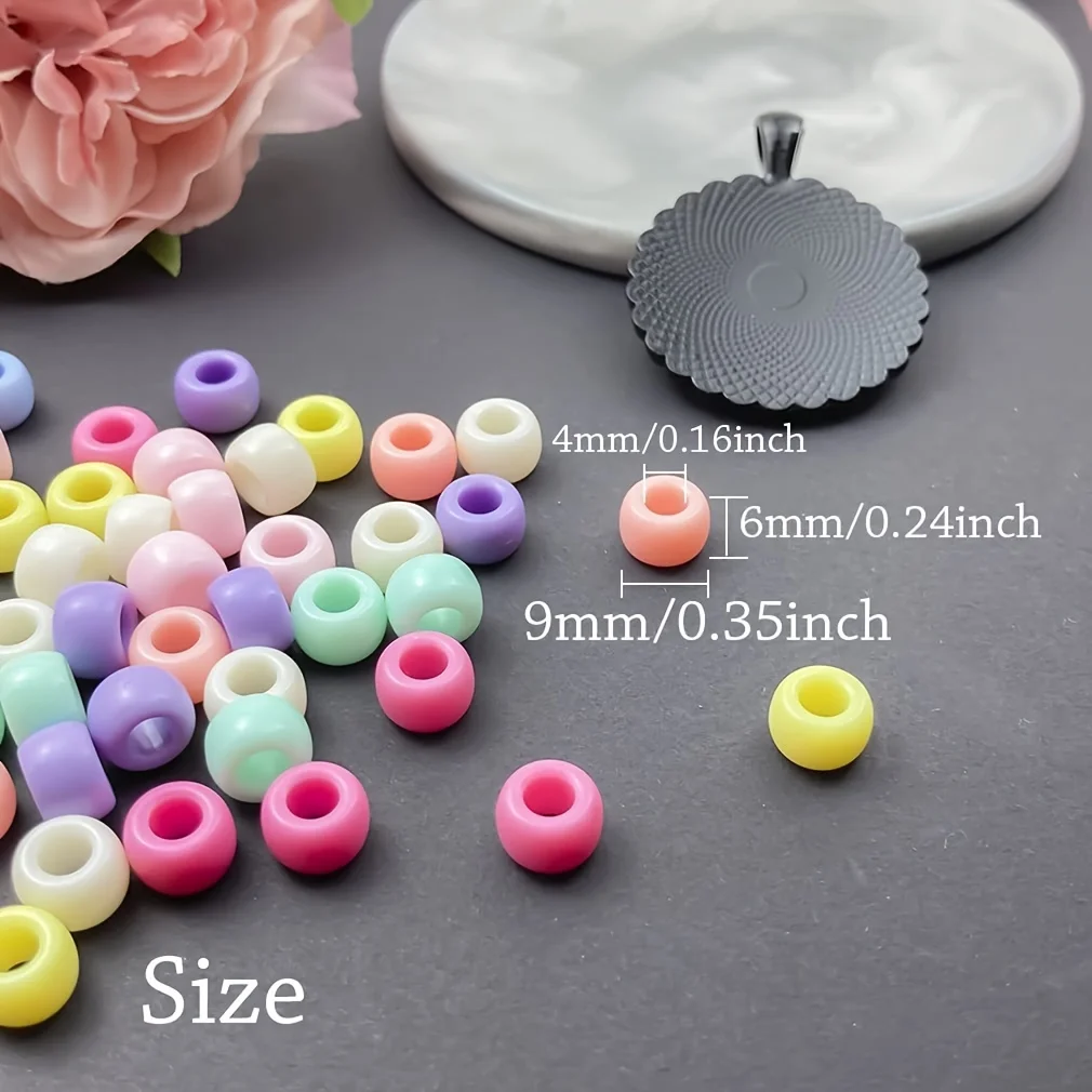500 Pcs Kandi Beads Large Hole Plastic | DIY Kandi Bracelets Cuffs, Rainbow Pony Beads for Crafts, Phone Chains​