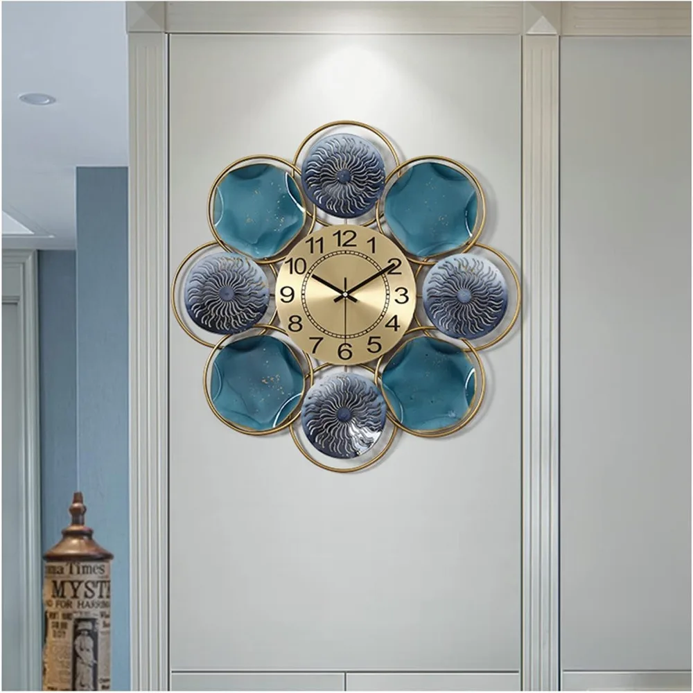 

Fashion 3D Art Large Wall Clock, Creative Decor Silent Metal Clocks, Non Ticking Modern Quartz for Living Room Kitchen Bedroom