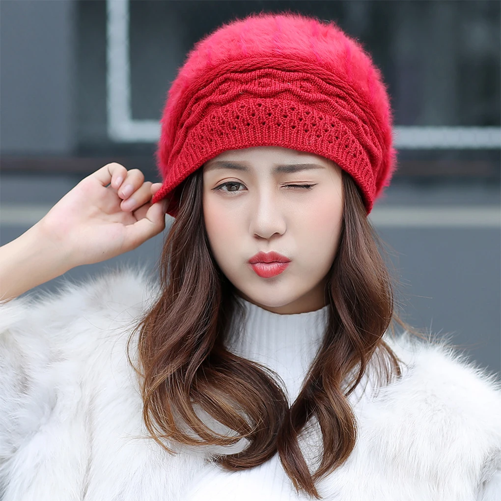 Cycling Knitted Beret Portable Women Warm Beanie Winter Hat Decor