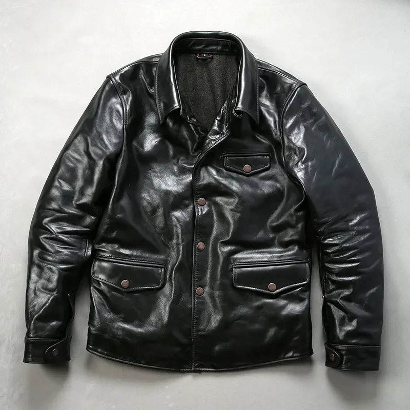 F650 Asian Size Super Top Quality Heavy Genuine Japan Teacore Horse Leather Slim Classic Horsehide Stylish Rider Jacket