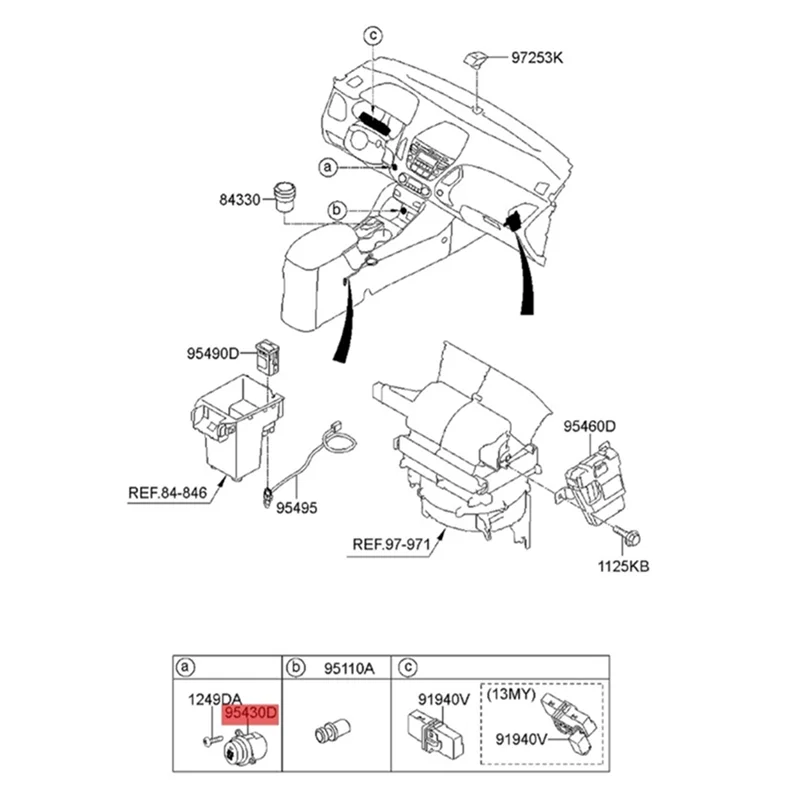 

954302 S900 95430-2S900 Кнопка запуска двигателя и остановки для Hyundai Tucson Ix35 2010-2017-A28K