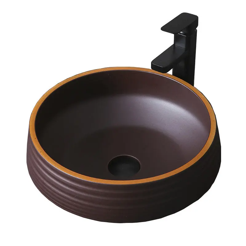 

Brown ceramic table Nordic art washbasin household bathroom washbasin