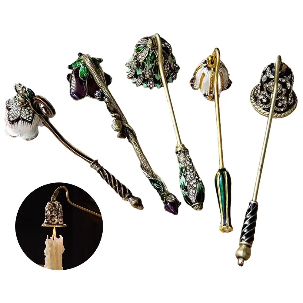 Vintage Enamel Rhinestone Candle Snuffer Elegant Floral  Wick Care Tool Luxury Scented Candle Accessory for Home  Wedding Favors