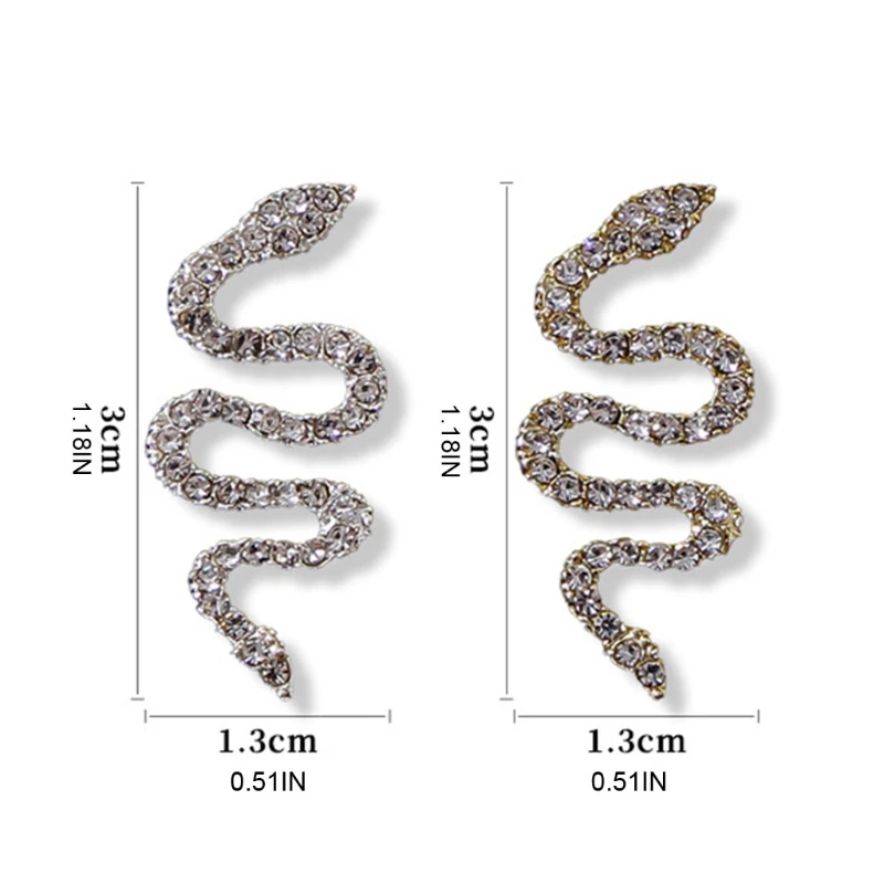 E1YE Snake Art Crystal Rhinestones For Nails Art Decorations Metal Jewelry Accessories DIY