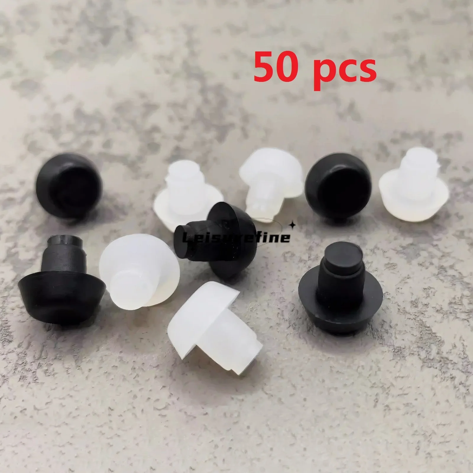 50pcs Glass Table Bumpers with Stem Rubber Grippers Soft Anti Slip Pad Non Adhesive Furniture Leg Cabinet Chair Feet White Black