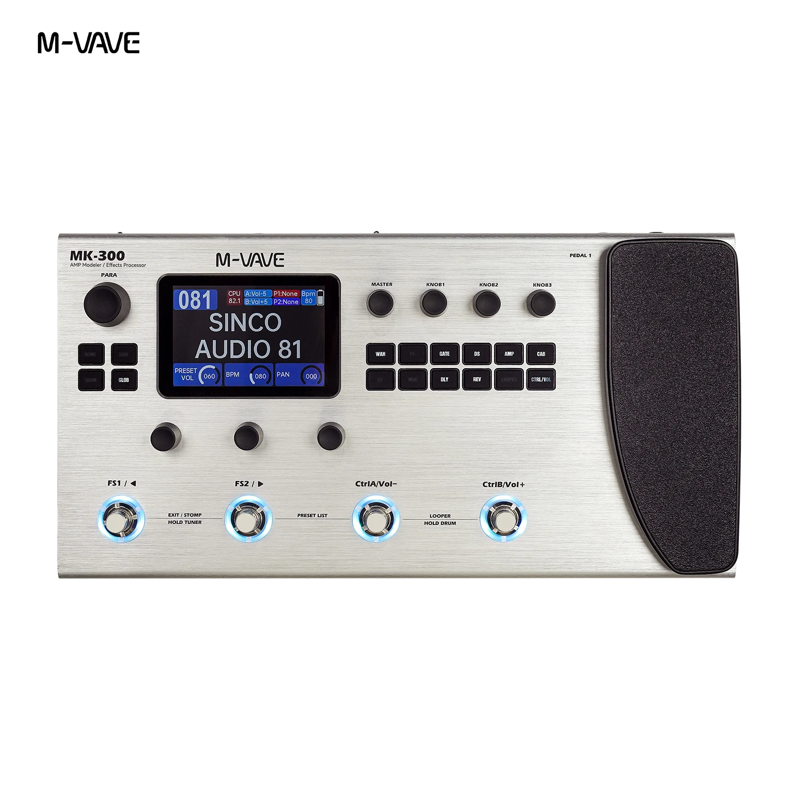 

M-VAVE MK-300 Multi-Function Guitar/Bass Effector Pedal | 300s Looper+128 Drum MIDI DAW | ANN Neural Modeling 120AMP/360FX