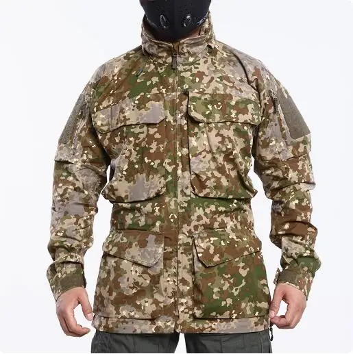 

German Camouflage Flecktarn All Terrain Jacket Winter Men Coat Long Style M2