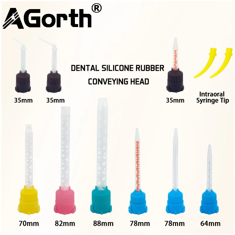 

50/100Pcs Dental Silicone Rubber Conveying Head Disposable Impression Mixing Tips Delivery Mix Head Orthodontic Accessories