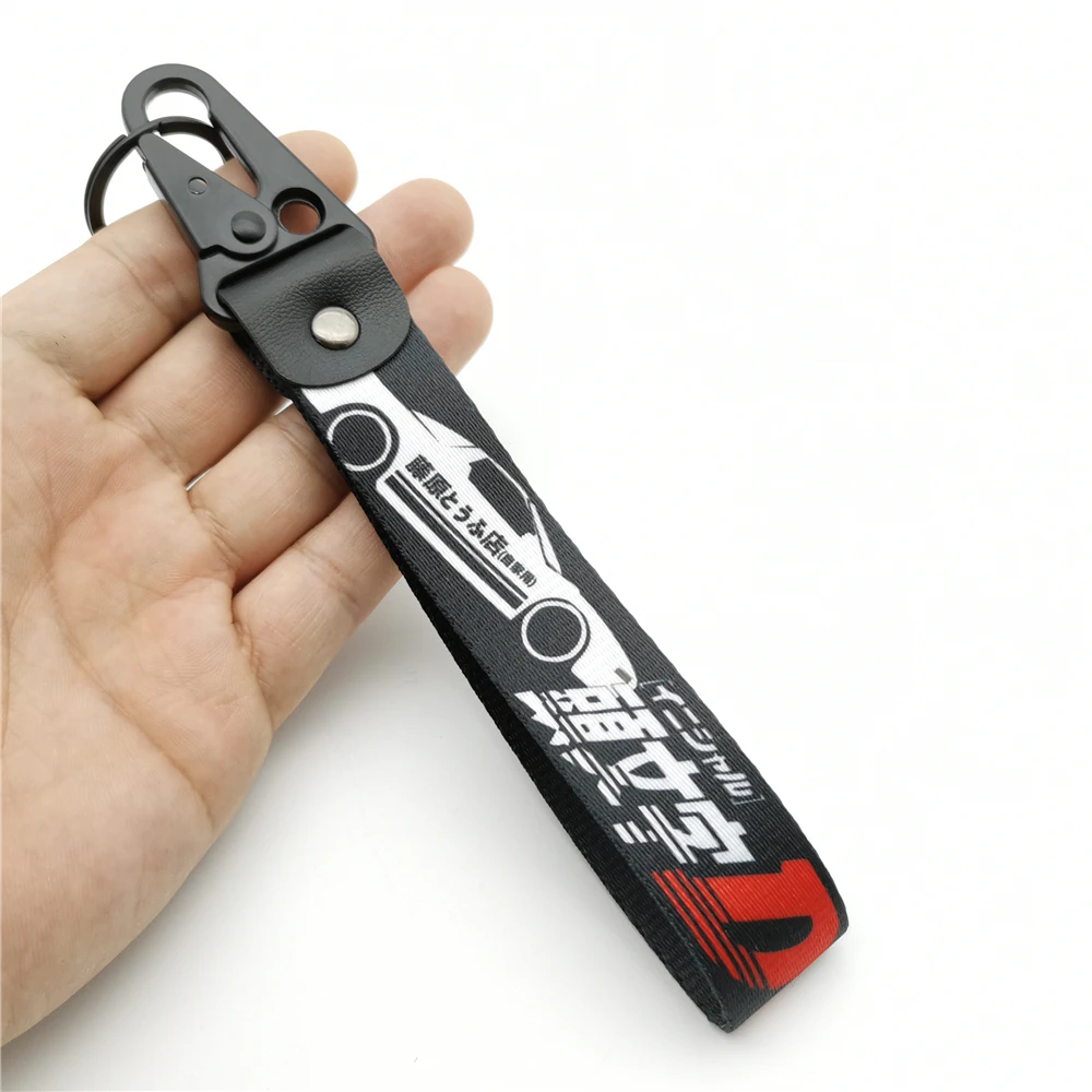 Car Keychain Initial D Fujiwara Tofu Shop Key Tags Spring Clip Lanyard Racing Modified Nylon Keyring Auto Key Holder Accessories