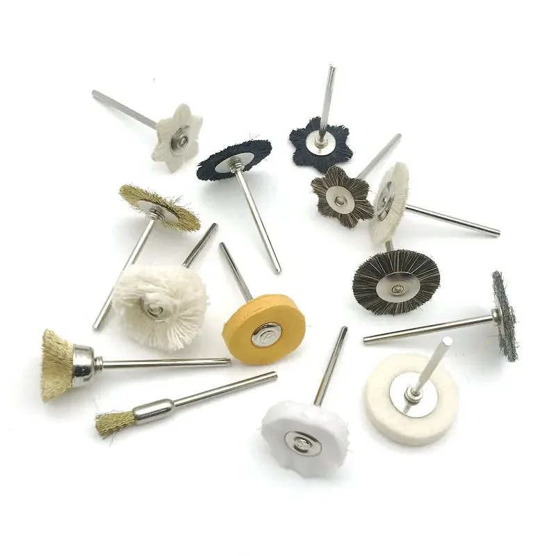 14pcs/set Dental Lab Brush Polishing Wheel Polishers for Rotary Tools 2.35mm Shank Dental HP Polisher Brush