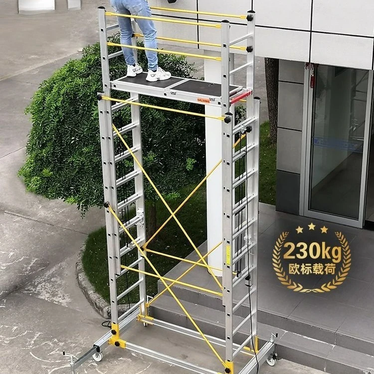 Plataforma de escada de engenharia portátil móvel de liga de alumínio com rodas pode levantar e andar de andaime de construção inferior