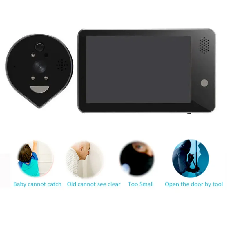 Smart Wifi Door Peephole Video Eye Doorbell IOS Android Phone APP Remote Monitor Intercom Night Home Security Cat Eye Door Bell