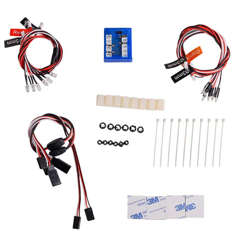 RC remote control lights 12LED linkage steering brake flash light system 1:10 battery oil car modification