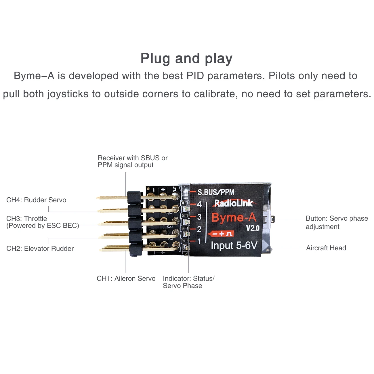 Radiolink Byme-D controlador de voo, Mini FC 3, 5 modo de voo com Gyro 3D para RC avião, 4CH avião a jato, asa reta