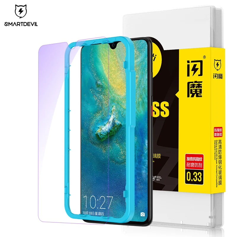 SmartDevil 2Pcs Blue Tempered Glass For Huawei honor 6X 8 9 list V10 20S screen protector For Huawei honor play3 Protective Film
