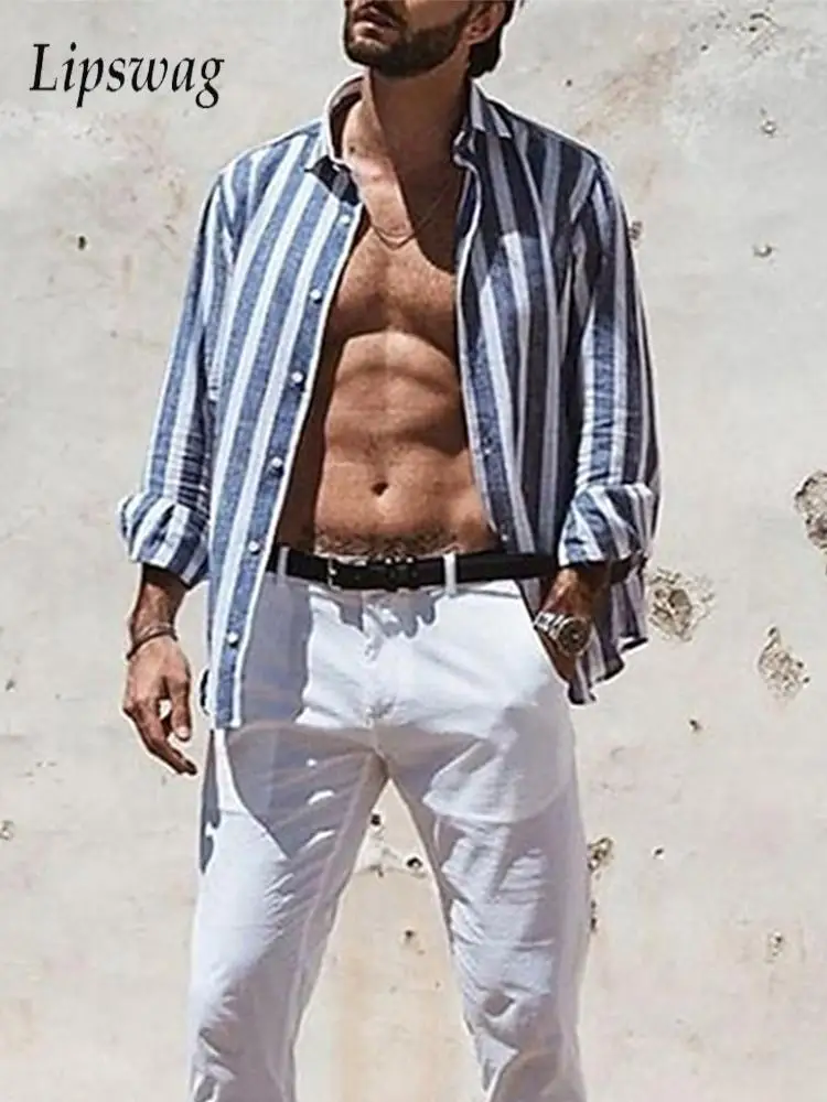 

Seaside Beach Casual Shirts Mens Long Sleeve Button-up Turn-down Collar Shirt Tops Spring Autumn Daily Leisure Long Sleeve Shirt