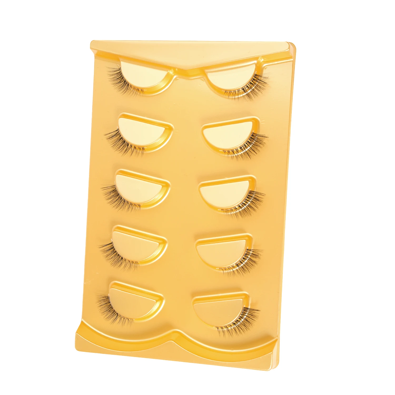 Half False Eyelashes with Transparent Band Wispy Cat-Eye Look Natural Short Eyelashes Faux Mink False Eyelashes 5 Pairs Pack