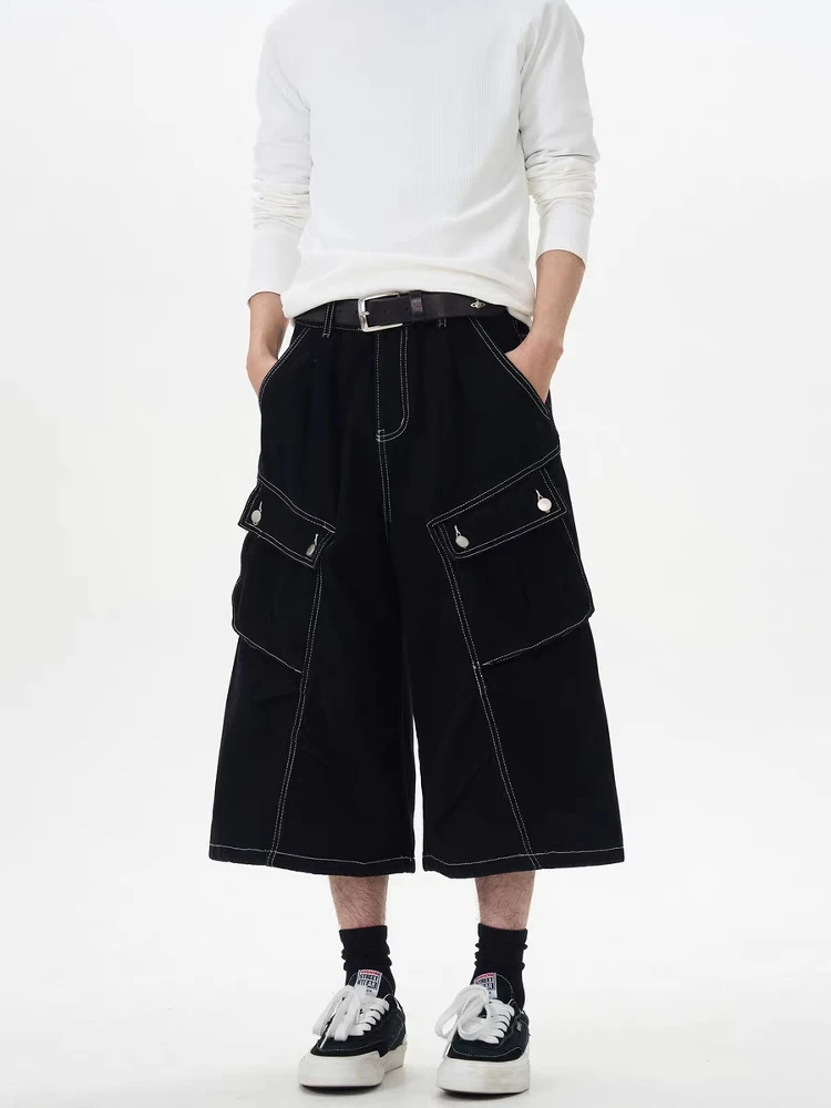 

Retro American Washed Multi-Pocket Workwear Denim Shorts Loose Fit Summer Street Style for Men And Women Trendy Seven-Foot Pants