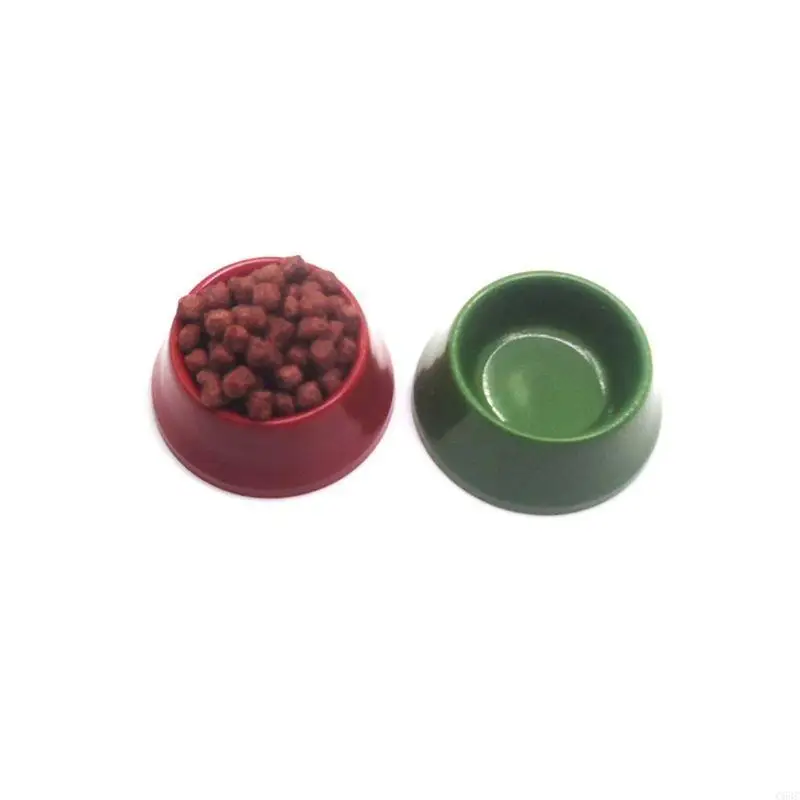 c63c 1/12ドールハウスミニチュアペットドッグボウルのキャットフードのためのキッチンガーデンの装飾