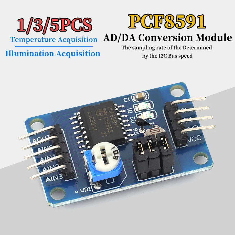 Módulo convertidor digital PCF8591 AD/DA, 1/5/10 Uds., se aplica a la adquisición de temperatura e iluminación para Arduino