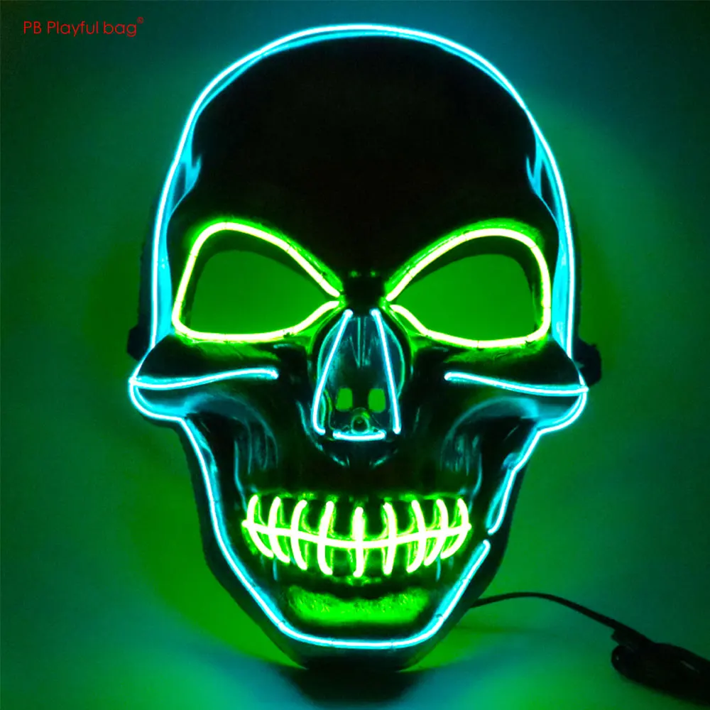 Halloween Party Horror Mask Ghost Head Skull LED Glow Mask Cosplay Props Festival Decoration Toy AC182 view 2