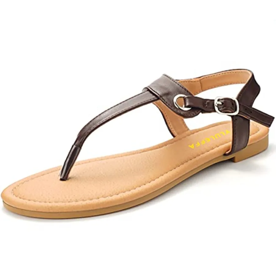 

Sandals for women - Womens Comfortable Cute Flat Thong Sandals - Women's Summer Sandal Shoes with Adjustable Ankle Buckle T-Str
