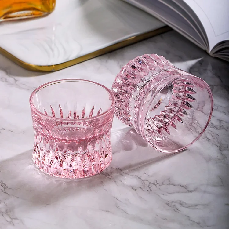 Pink Hand-engraved Crystal Glass Cup Red WineGlass High-end Light Womens Home DelicateWhiskey Wine Glass Ice Hockey Glass