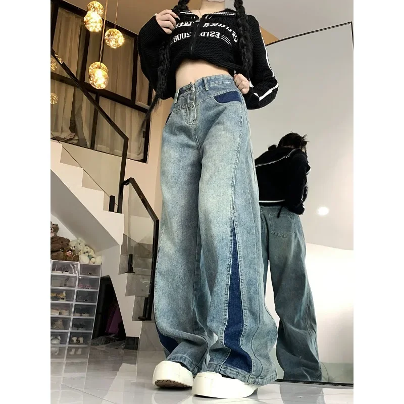 Deeptown Y2k Vintage Baggy Women Jeans Harajuku Patchwork Wide Leg Denim Pants Korean Fashion Autumn Trousers Streetwear Casual