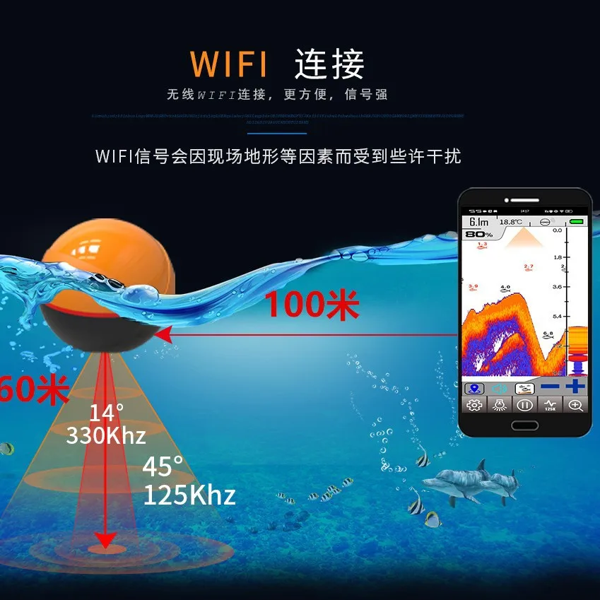 Беспроводной эхолот 2025, эхолот, подводный интеллектуальный рыболовный эхолот высокой четкости, детектор рыбалки, двухчастотный эхолот