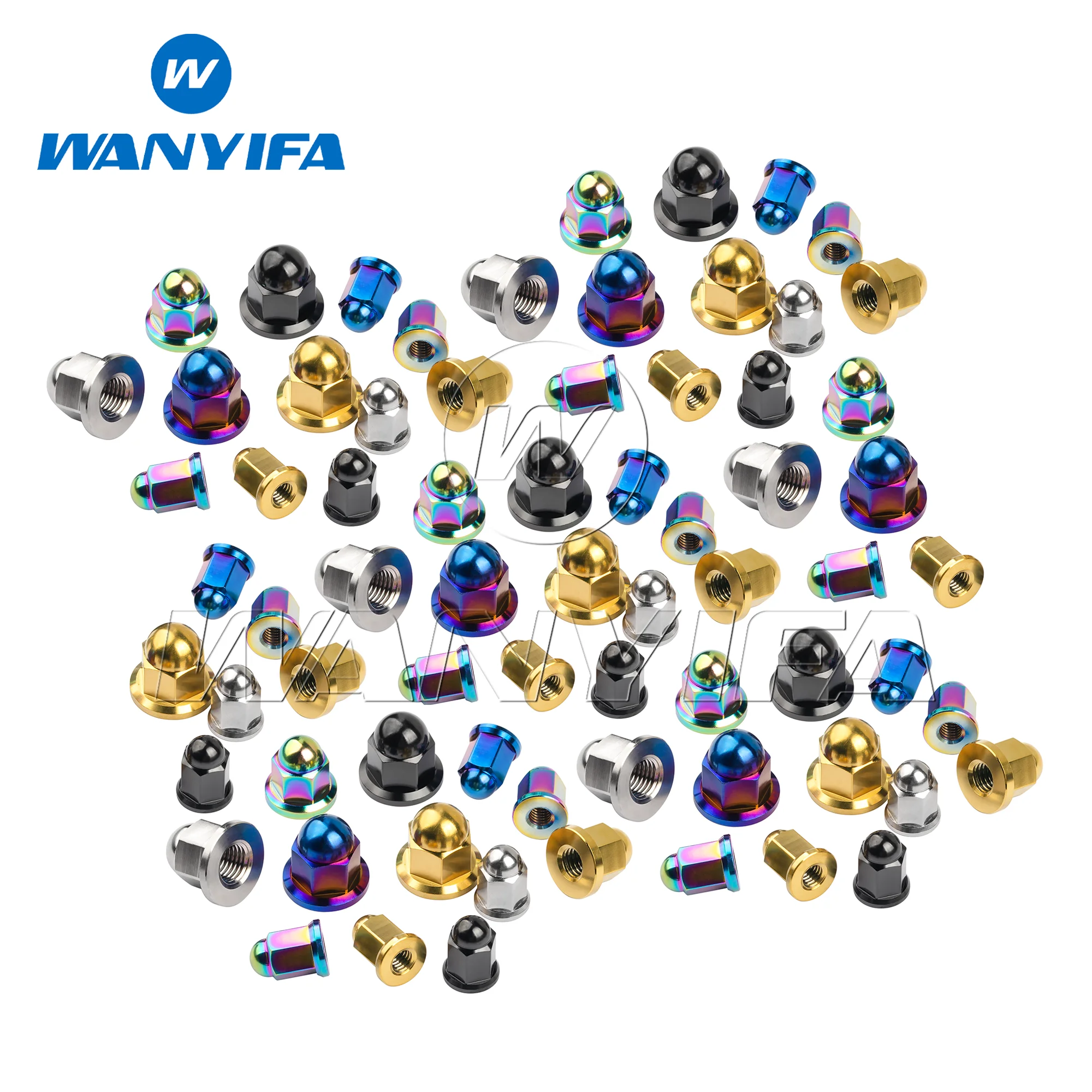 Wanyifa Titanium Ti Nut M6 Pitch 1.0mm M8/M10 Pitch 1.25mm Dome Head Flange Locking Nuts for Bicycle Motorcycle Car 10/15pcs