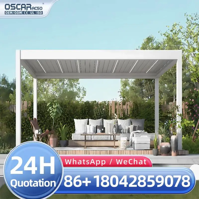 

Modern Design Bioclimatic Waterproof Louvered Outdoor Aluminum Electric Roof Awning for Patio Garden Backyard pergola