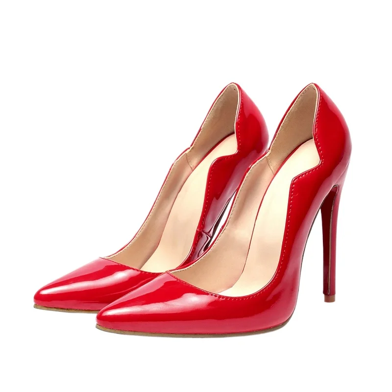 

Женская обувь на высоком каблуке, супер размер 34–52, лакированная кожа, модные офисные сексуальные модельные туфли с острым носком, вечерние свадебные туфли, туфли-лодочки для невесты 116