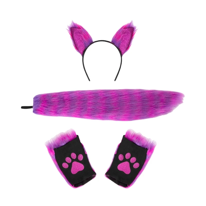 Accessori per costume da volpe Halloween per cosplay Halloween Natale per bambina, fascia per orecchie animale, coda