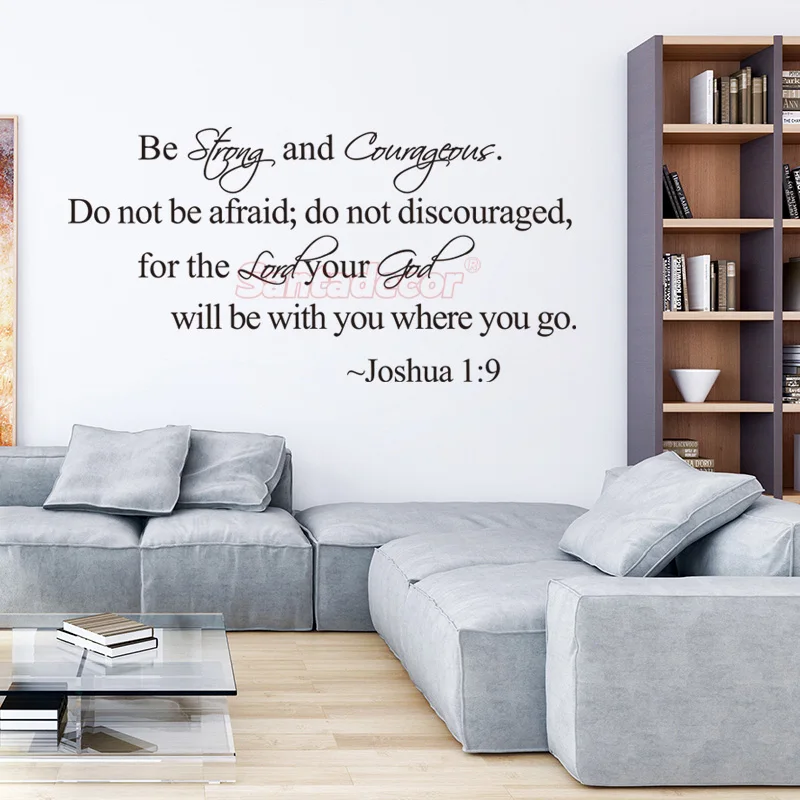 Wall Sticker Joshua 1:9: Decorazione Murale Spirituale per Casa con Messaggio di Forza e Coraggio
