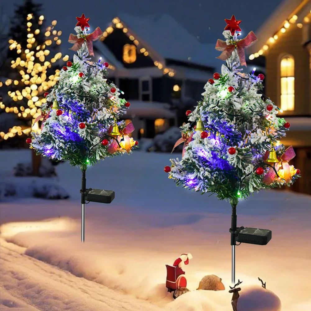 เกล็ดหิมะ Xmas Tree Stake Light ต้นคริสต์มาสโคมไฟสนามหญ้ากันน้ํา LED สวนภูมิทัศน์แสง Pathway สนามหญ้า Patio Xmas เครื่องประดับ