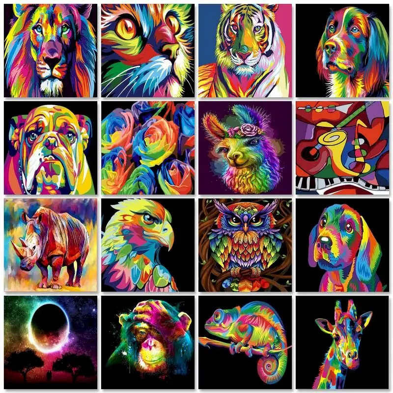 GATYZTORY 60X75cm Oil Painting By Numbers Animals Lion DIY Paint by numbers On Canvas Home Decor Frameless Digital Painting