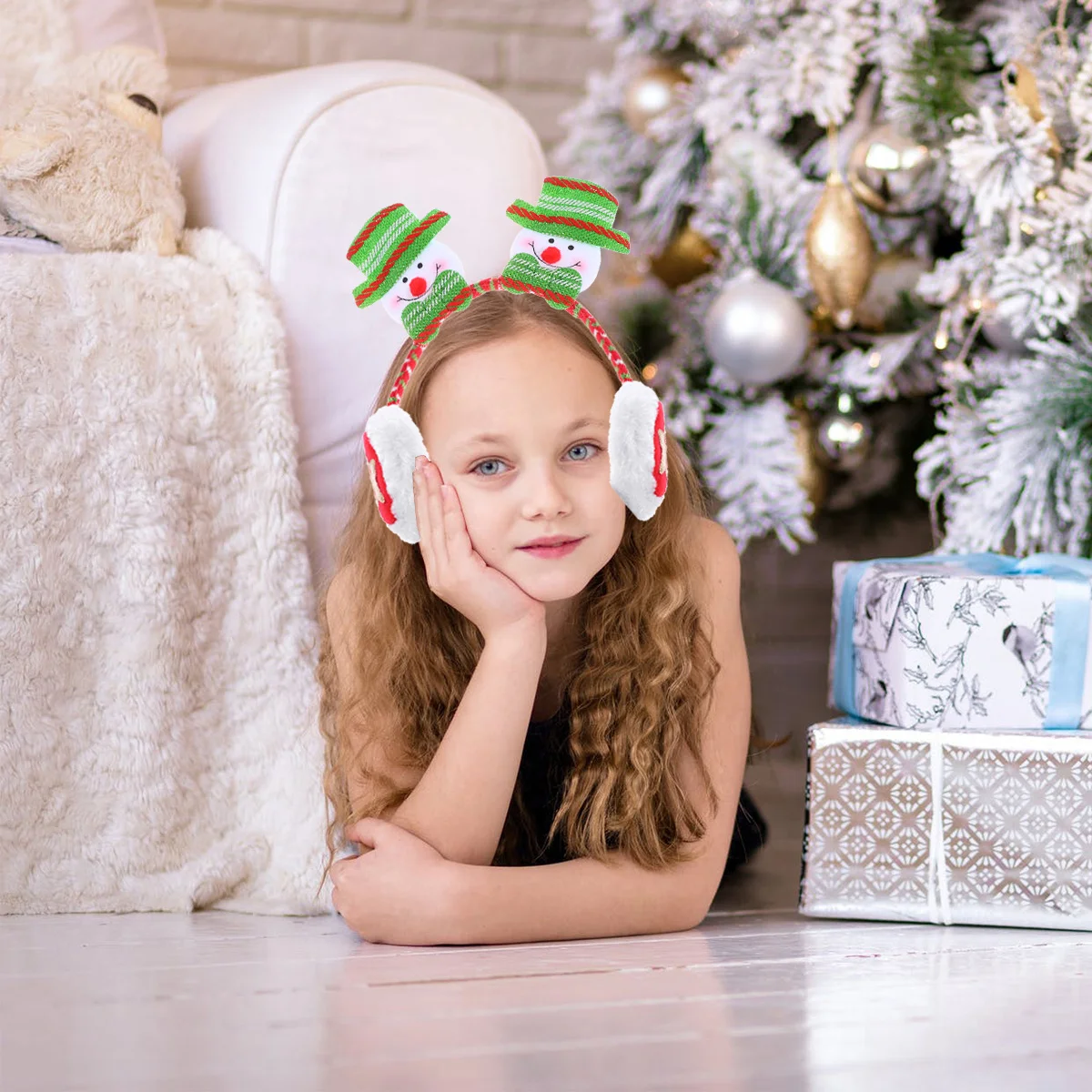 2 قطعة غطاء للأذنين عيد الميلاد الدافئة يغطي الأذن الكرتون ثلج الدب القطبي الشتاء رباطات في الهواء الطلق زي حفلة اكسسوارات